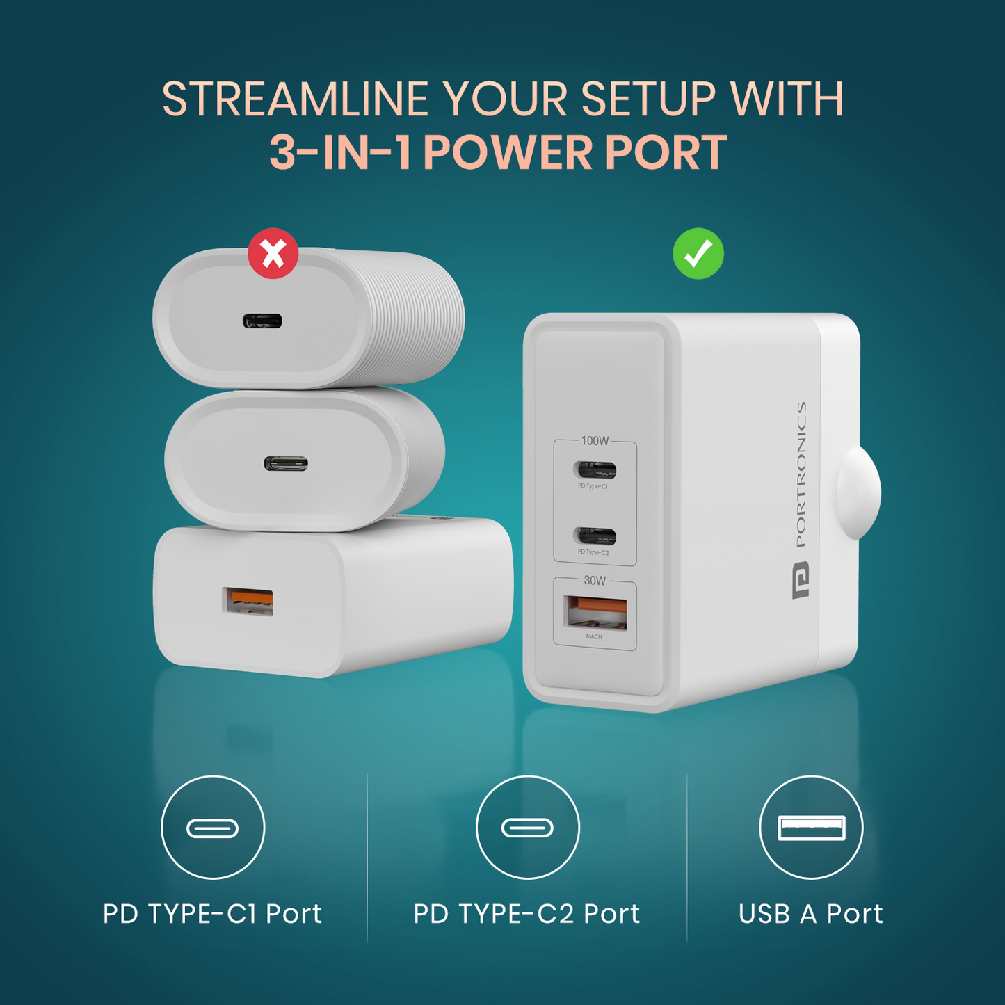 Portronics 100W Adapto 100