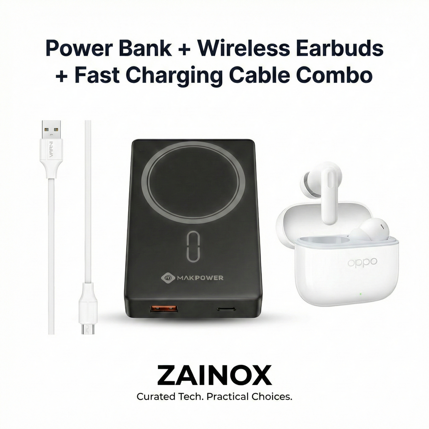 Power Bank 10000mAh +TWS Earbuds+ Type-C Cable Combo