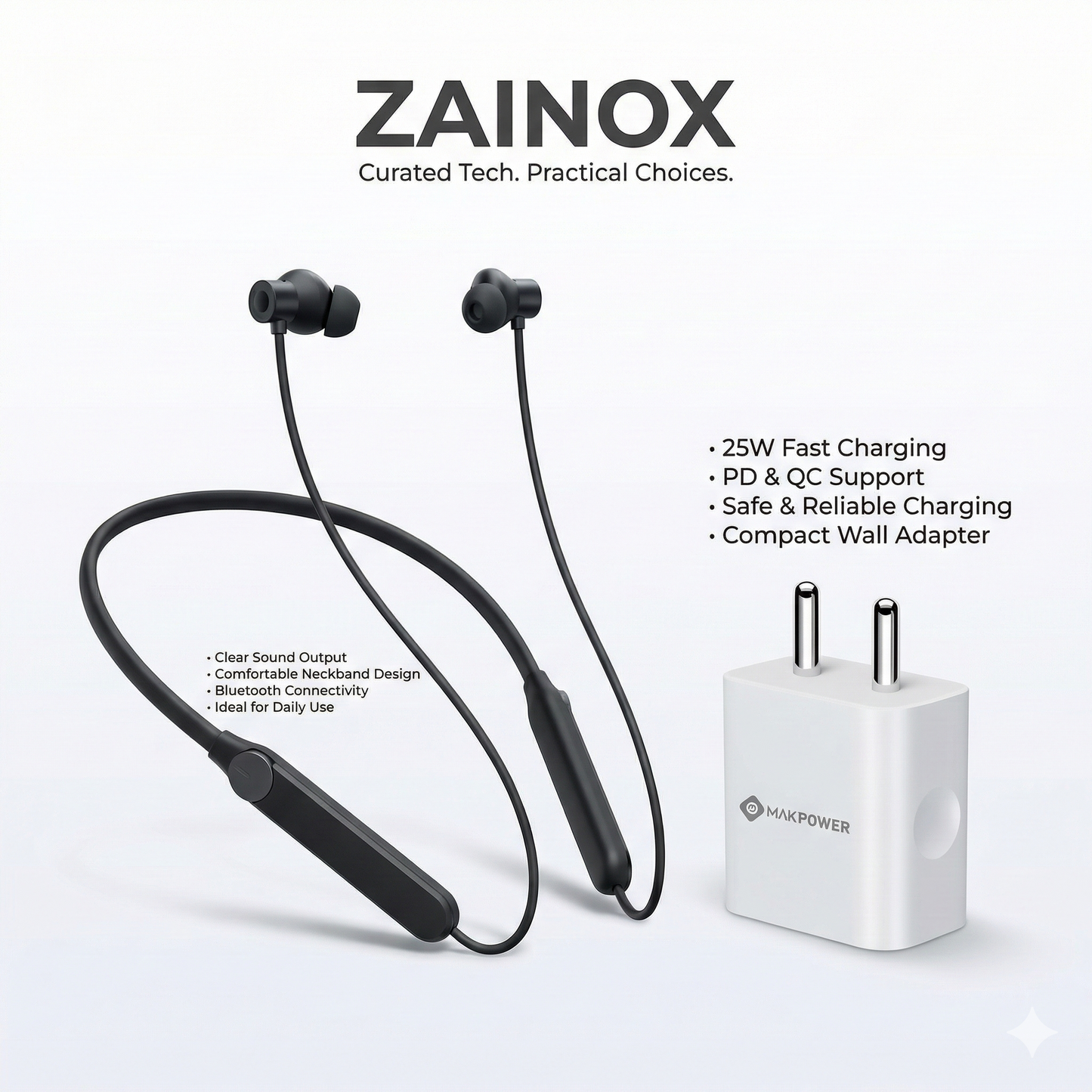 CMF Neckband Pro + Makpower 25W PD Fast Charger Combo