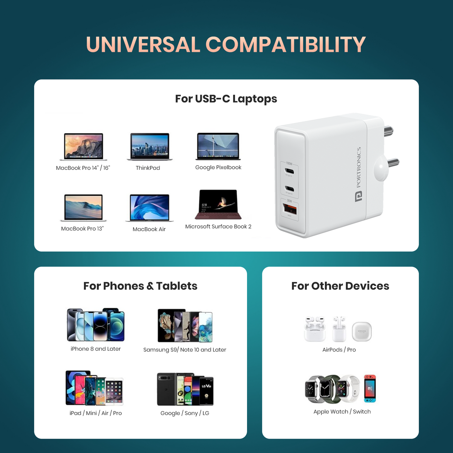 Portronics 100W Adapto 100