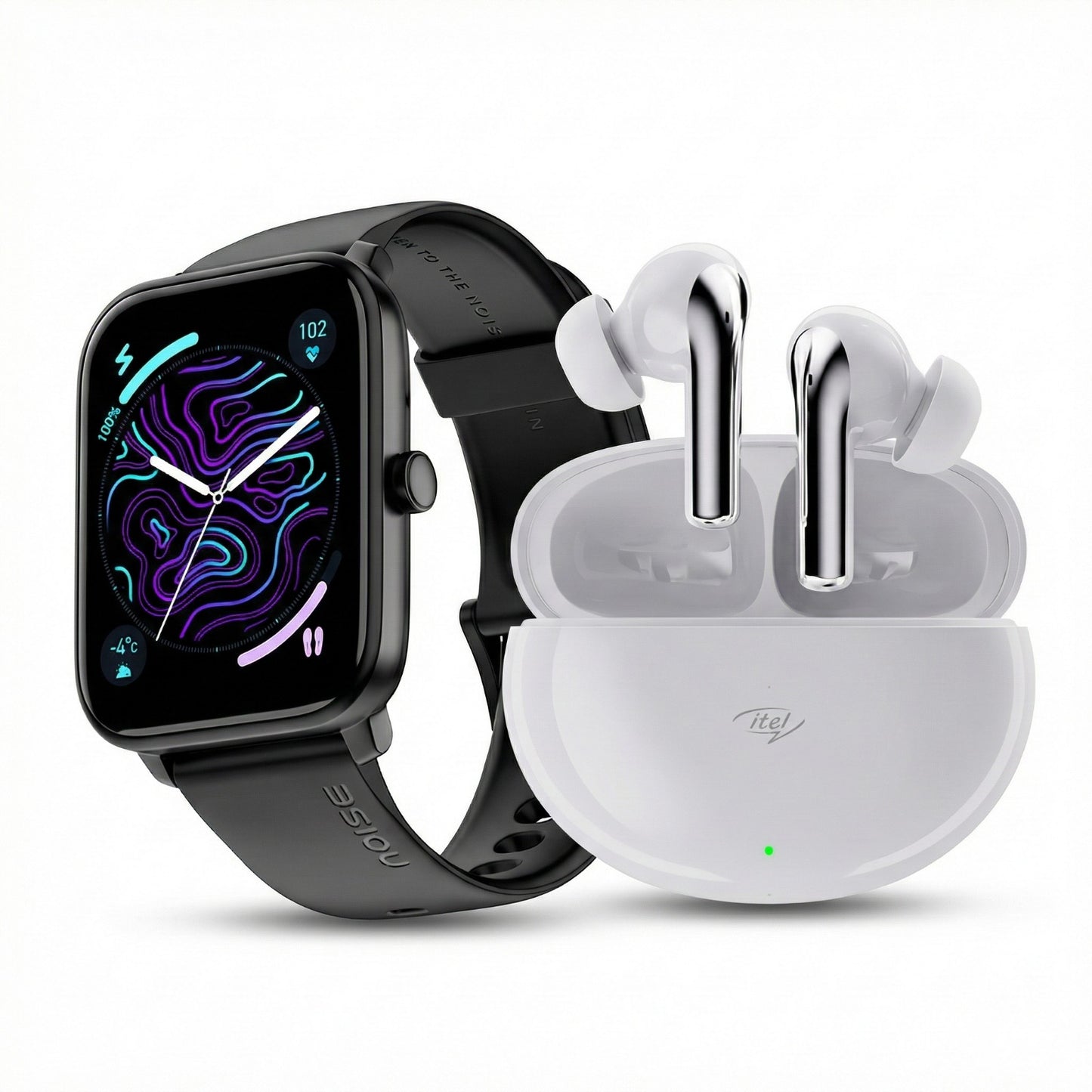 Noise ColorFit Pulse 4 AMOLED + itel Buds Ace ANC Combo