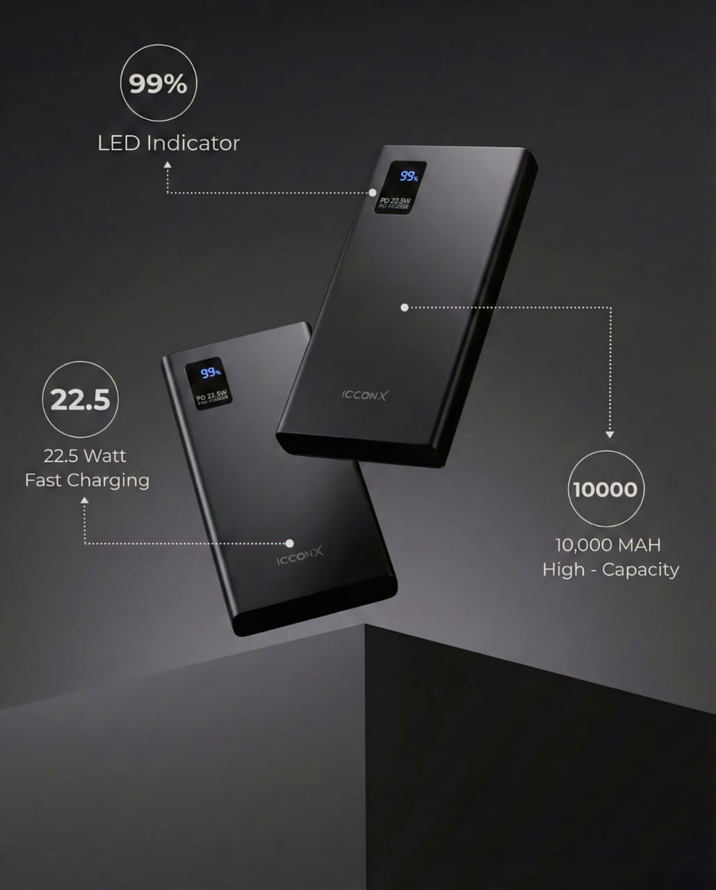 Icconx 10000mAh Power Bank + Ahvi 3-in-1 USB Cable Combo