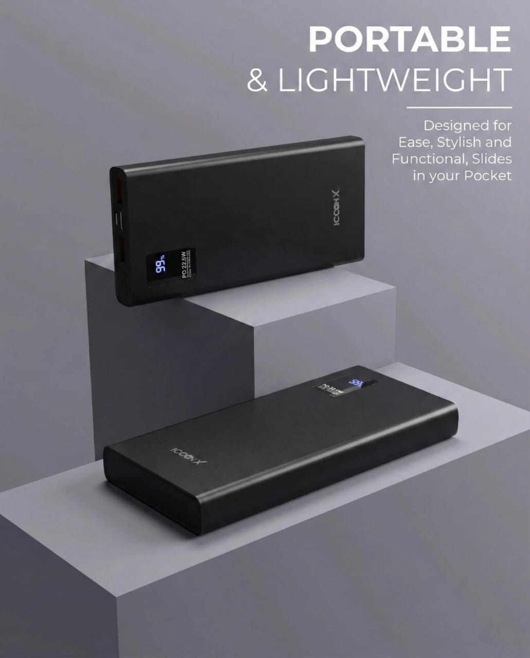 Icconx 10000mAh Power Bank + Ahvi 3-in-1 USB Cable Combo